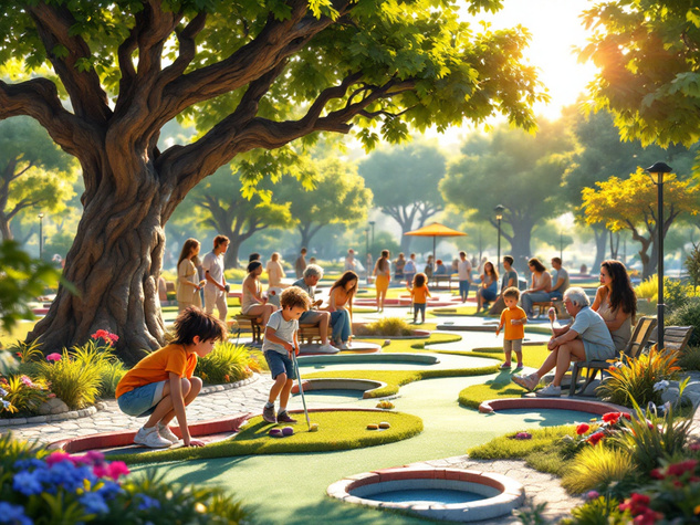 Futuristische Minigolf-Anlage (Bildquelle: KI-Generierung)