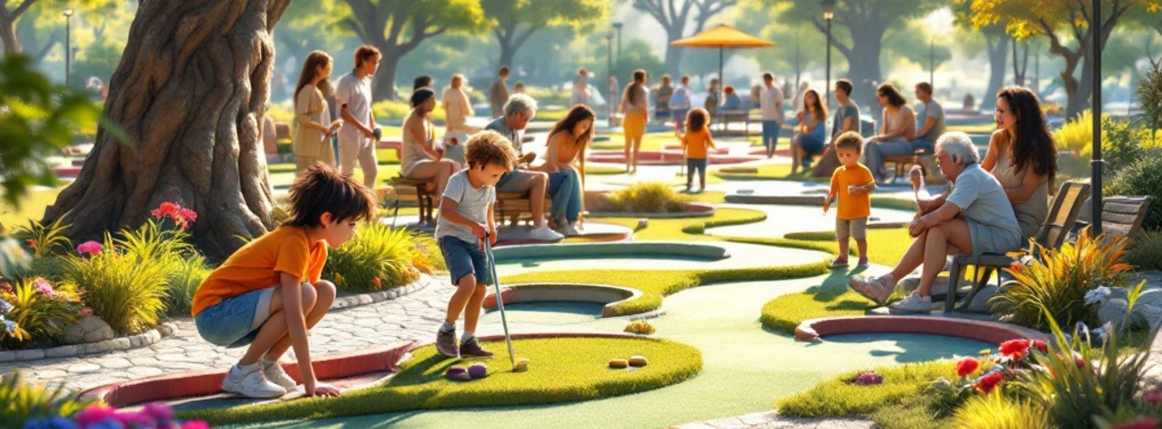 Futuristische Minigolf-Anlage im Grünen